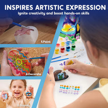 Load image into Gallery viewer, Glow-in-the-Dark Rock Painting Kit, Arts and Crafts Set for Children Ages 6 to 12, Includes 10 Rocks, 12 Paint Colors, and Art Materials