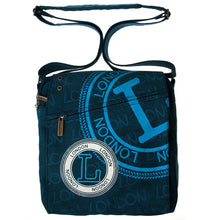 Load image into Gallery viewer, ROBIN RUTH EXCLUSIVE:Original Robin Ruth Brand London Messenger Bag Small Navy on Black
